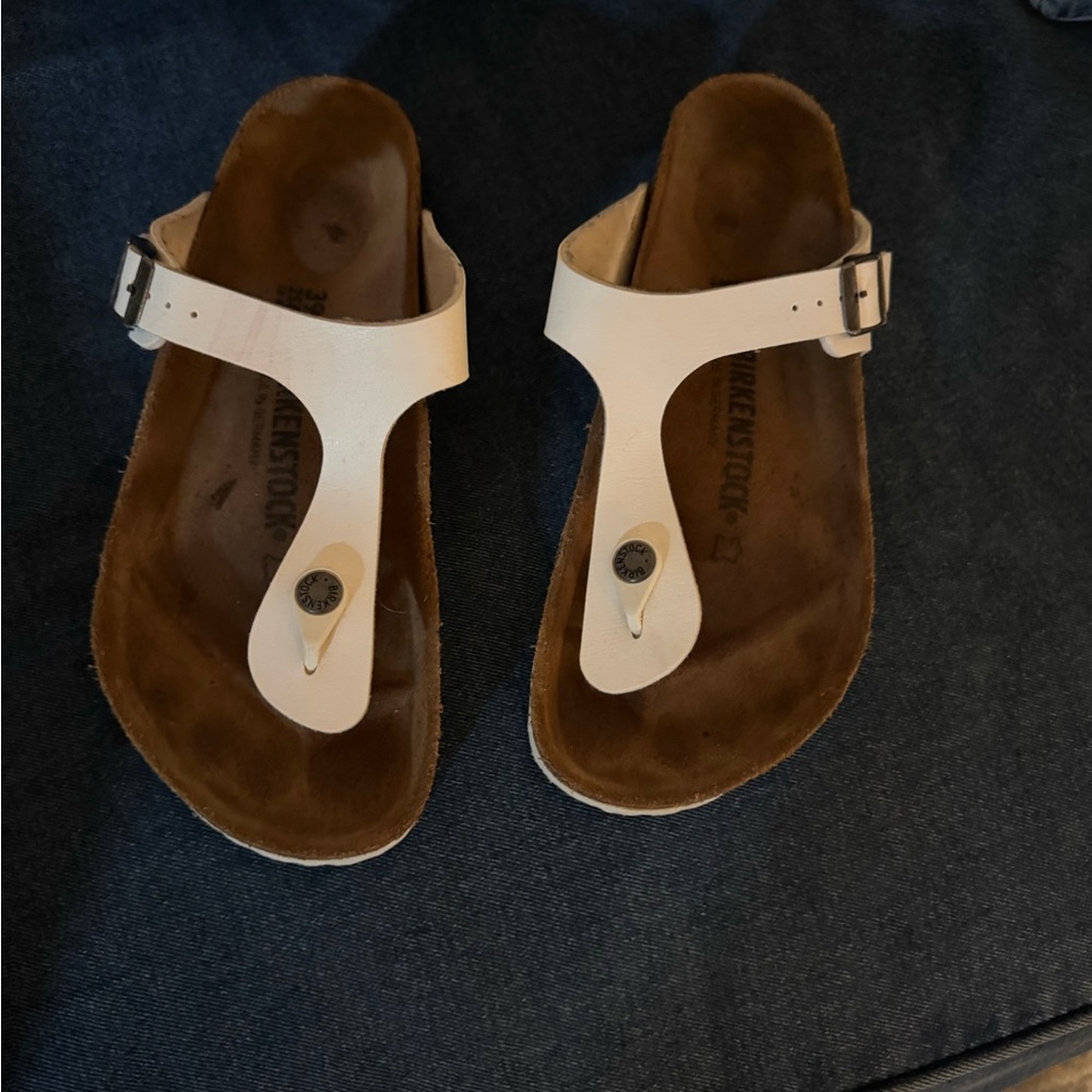 Birkenstock White and Brown Sandals